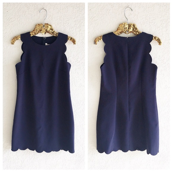 J. Crew Dresses & Skirts - J. Crew Navy Scalloped Dress